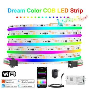 WIFI Tuya RGBIC COB LED Şerit Işık Adreslenebilir Esnek Şerit LED Bant WS2811 Tam Rüya Renkli Piksel LED Işık 5M 10M 20M 25M