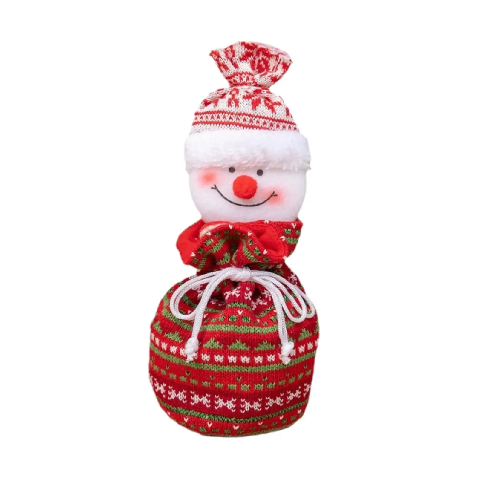 Christmas Gift Doll Bag Small Reusable Knitted Christmas Decoration Goody Bag Candy Bag Drawstring Gift Bag for Party Supplies