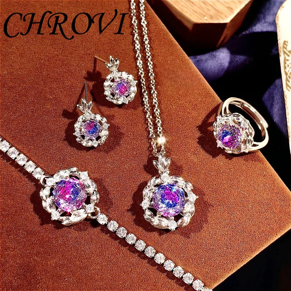 Collier, bague, boucles d'oreilles et bracelet vintage en argent sterling 925 avec pendentif rose du millénaire et tourmaline