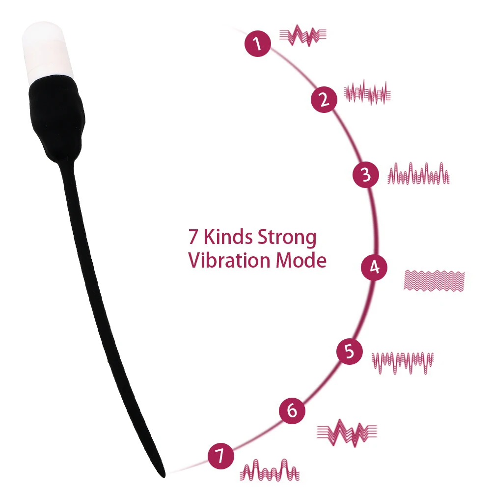요도 카테터 소리 진동기, 남근 플러그, 요도 확장 플러그, 남근 삽입 자위대, 남성용 섹스 토이, 7 단 속도