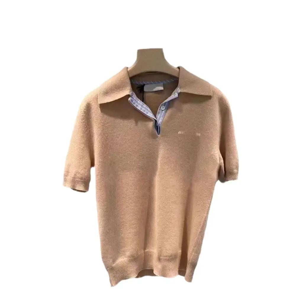 

M Home Early Spring Style Embroidered Letter Lapel Wool Knitwear Short-Sleeved All-Match POLO Shirt High Quality