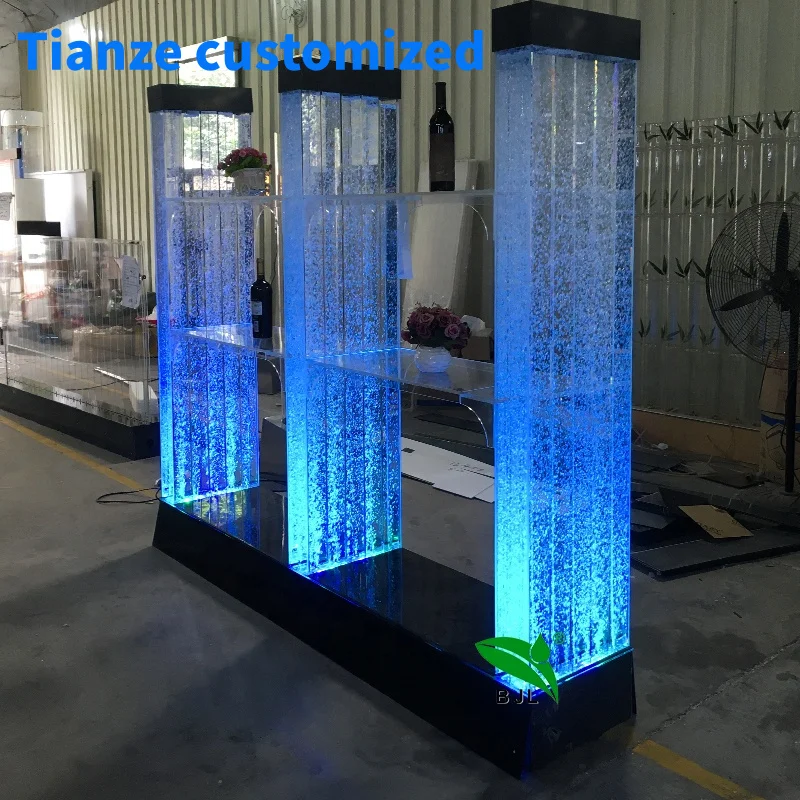 (customized)led color changing aquarium water bubble square column shoe display stand shelf