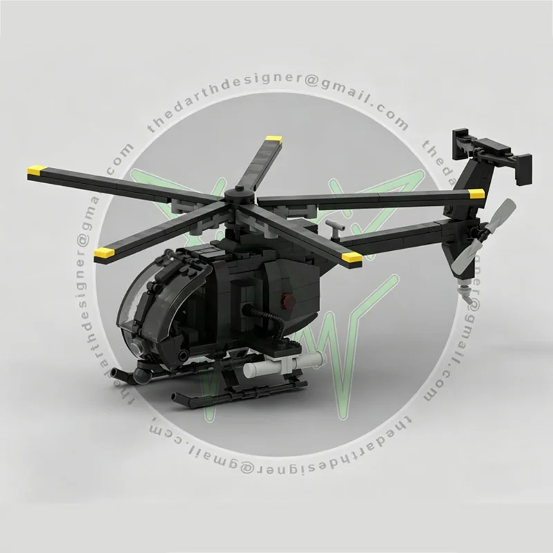 Современная модель вертолета MH-6, конструктор MOC, военная техника, модульные технологичные подарки, праздничный набор для сборки, детские игрушки