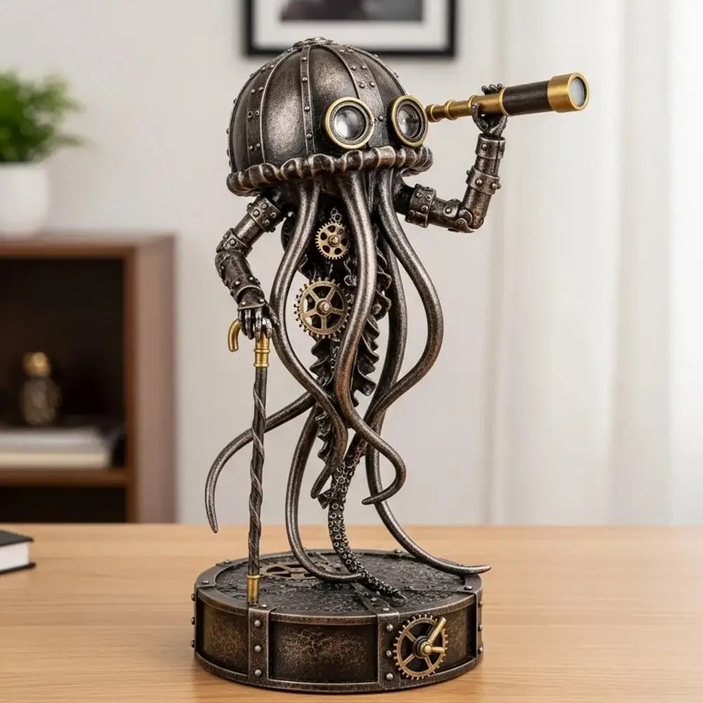 غريب الأطوار Steampunk ديكور Steampunk تماثيل صغيرة على شكل حيوانات خمر Steampunk اكسبلورر تمثال مع تلسكوب والعتاد للمنزل مكتب ديكور