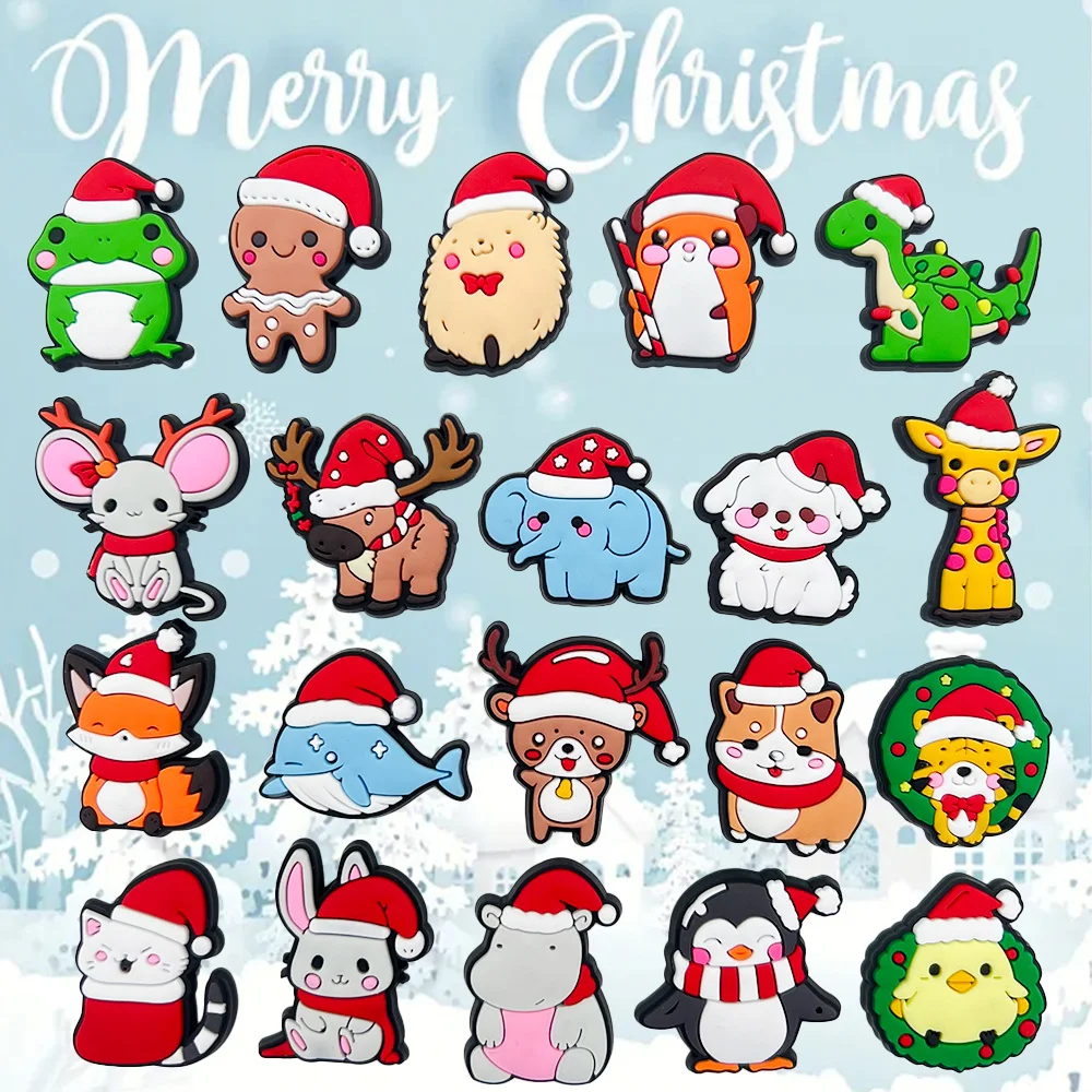 Christmas Cartoon Animal Cute Shoe Charms for Clogs Sandals Decoration Shoe Buckle for Friends Gifts