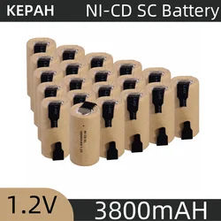 1-12pcs Screwdriver Electric Drill SC Batteries 1.2V 3800mah Sub C Ni-Cd Rechargeable Battey With Tab Power Tool NiCd SUBC Cells