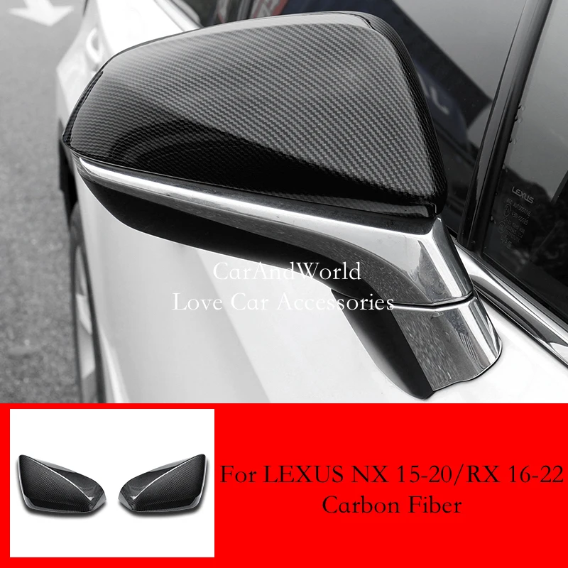 ABS Carbon Fiber Car Side Rear View Mirror Decoration Cover Trims For Lexus NX 260 300h 350h 2015-2020 RX 16-21 LHD Accessories