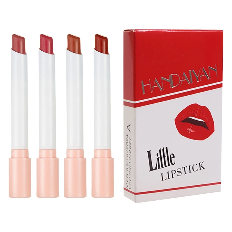 4-teiliges Samt-Matt-Lippenstift-Set, wasserdichte Schönheit, kosmetische Lippen, schweißfest, kein Ausbleichen, Lippenstift für