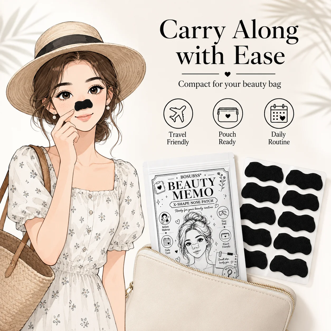 20/30Pcs Charcoal Nose Care Strips, Soft Fit Skin Routine Patch Set, Easy Home Use, Fresh Look, Travel Friendly view 3
