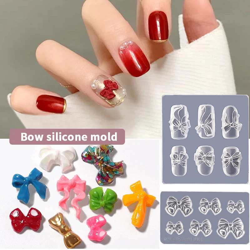 

3D Carving Silicone Mold Nail Stamping Nail Art Candy Bow Carved DIY UV Gel Nail Polish Acrylic Crystal Nails Template