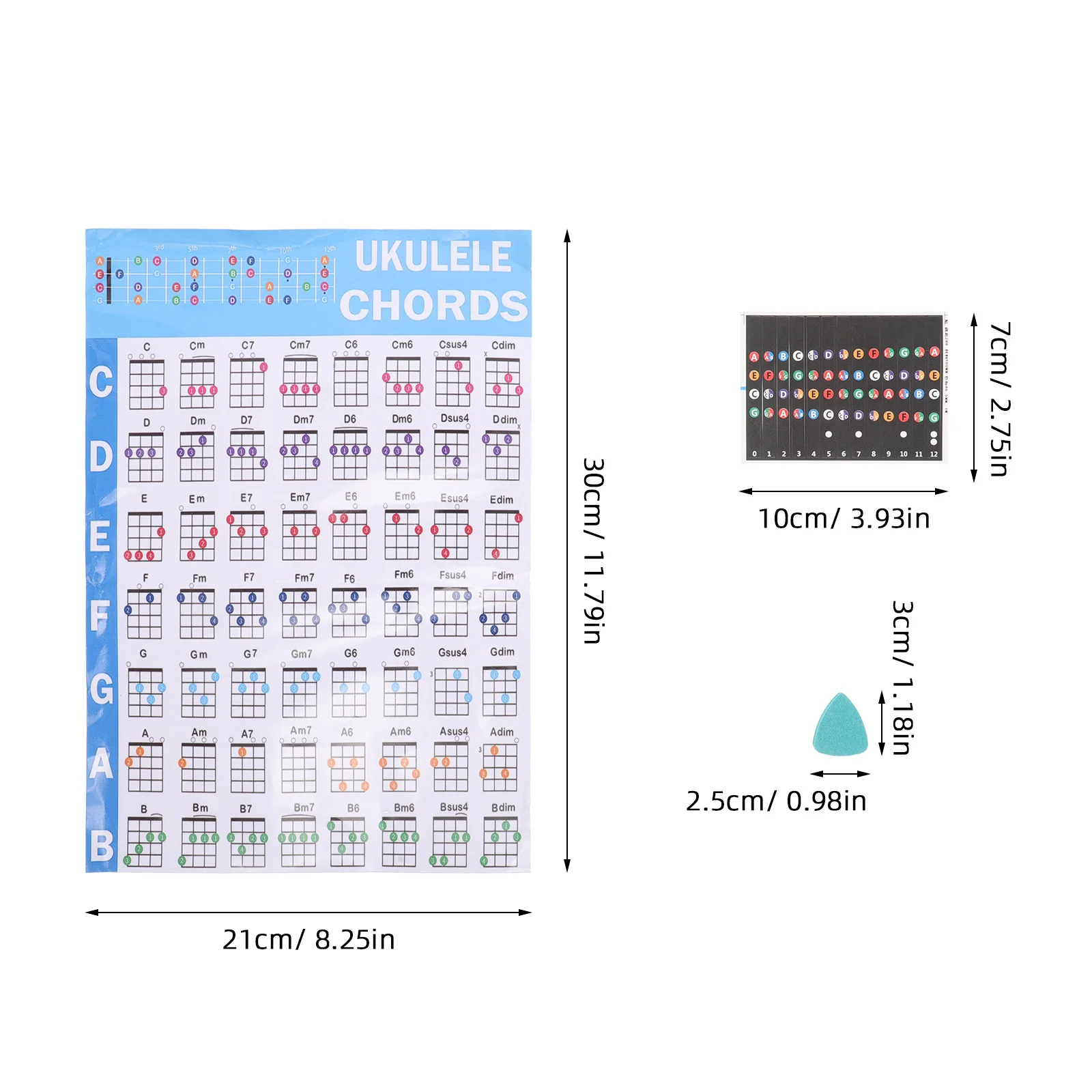 مجموعة واحدة من أدوات تدريب وتر القيثارة ملصقات فريت قابلة للإزالة ملاحظات مشفرة ملونة مع بليكتروم للمتعلمين الجدد آلة موسيقية #3
