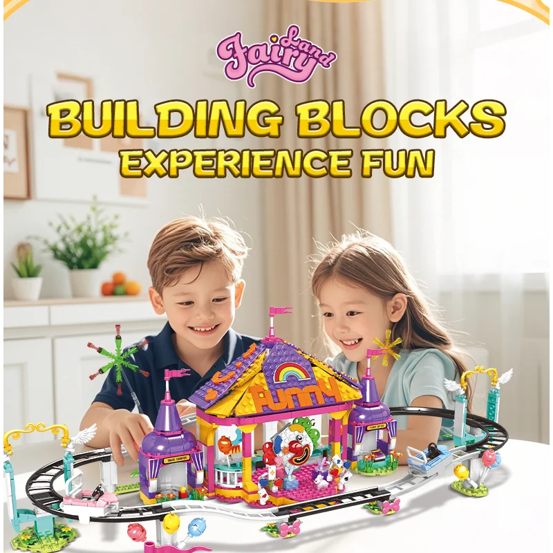 

WOMA 812pcs Amusement park coaster vehicle Building blocks Roller coaster Boy and girl small plastic building blocks