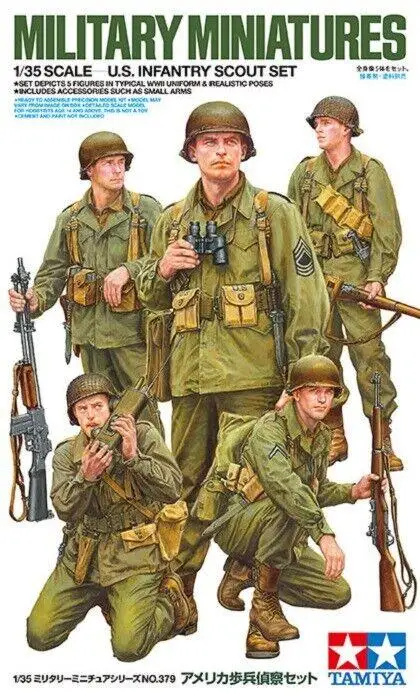 Tamiya 35379 1/35 Scale Military Figure Model Kit WWII US Infantry Scout Set