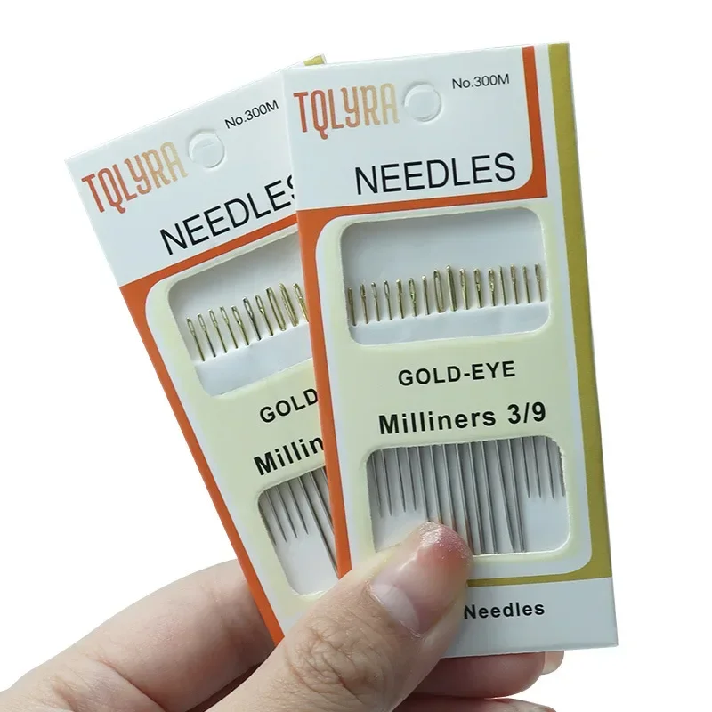 16pcs/Bag Tail Gold Plated Hand Sewing Needles Large Eye Thick Sewing up Needle Embroidery Mending Quilt Hand Sewing Combination