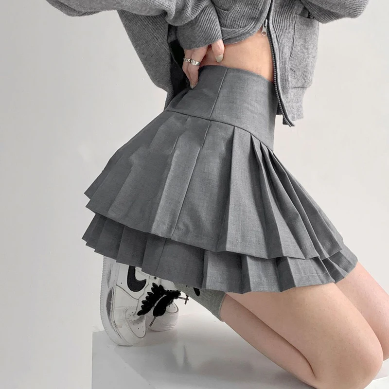 Gidyq Fashion Women Pleated Skirts Korean High Waist Sexy Mini Skirts Summer Tennis All Match Student Designed Dance Skirt New