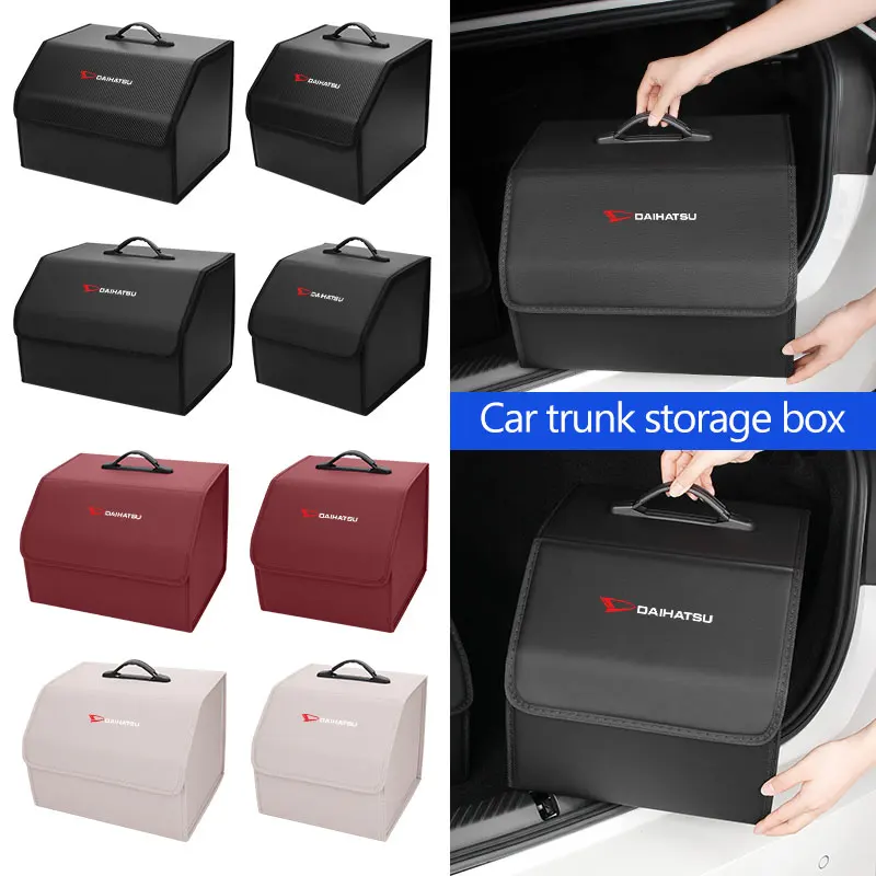 Organizador de coche de cuero y fibra de carbono, bolsa de almacenamiento de gran capacidad para Daihatsu Feroza Charade Rocky Harga Ayla Sigra Hijet