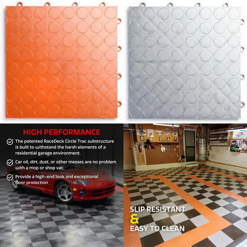 بلاط أرضية جراج متشابك غير قابل للانزلاق - كوبوليمر متين وشديد التحمل، سهل التركيب، تصميم معياري لسلامة معززة