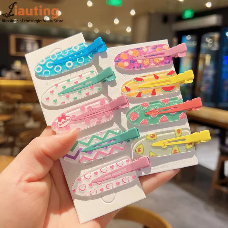 2pcs/pack Candy Color Hair Bang Clip Summer Hairpin No Crease Acrylic Barrette Hair Side Clamp For Girl Hair Accessories