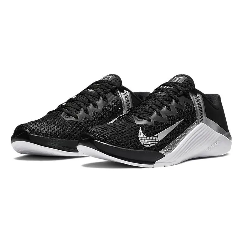 Nike Metcon 6 Black Metallic Silver Women's Sneakers shoes AT3160-010 With Original Box