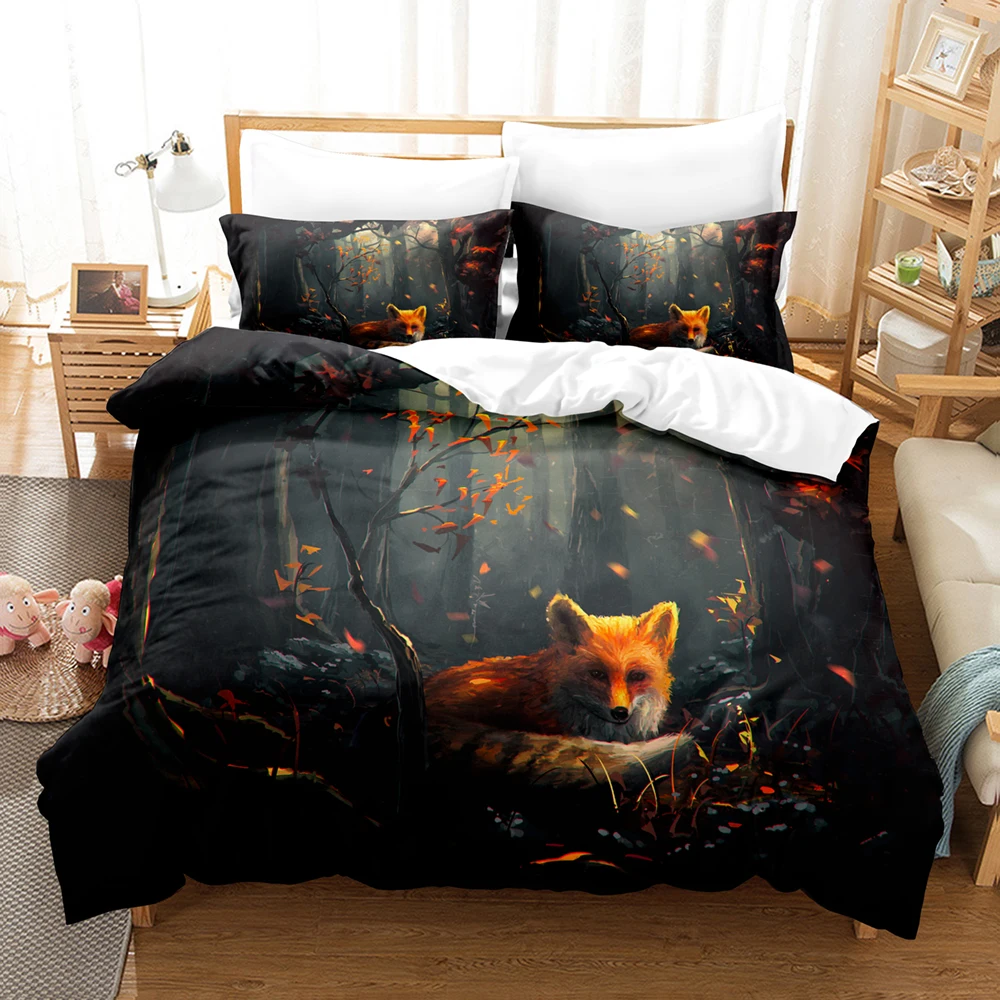 

3D Printed Twin/Full/Queen/King Size 3D Fox - Themed Duvet Cover Bedding Set with Pillowcase, Bed Linen