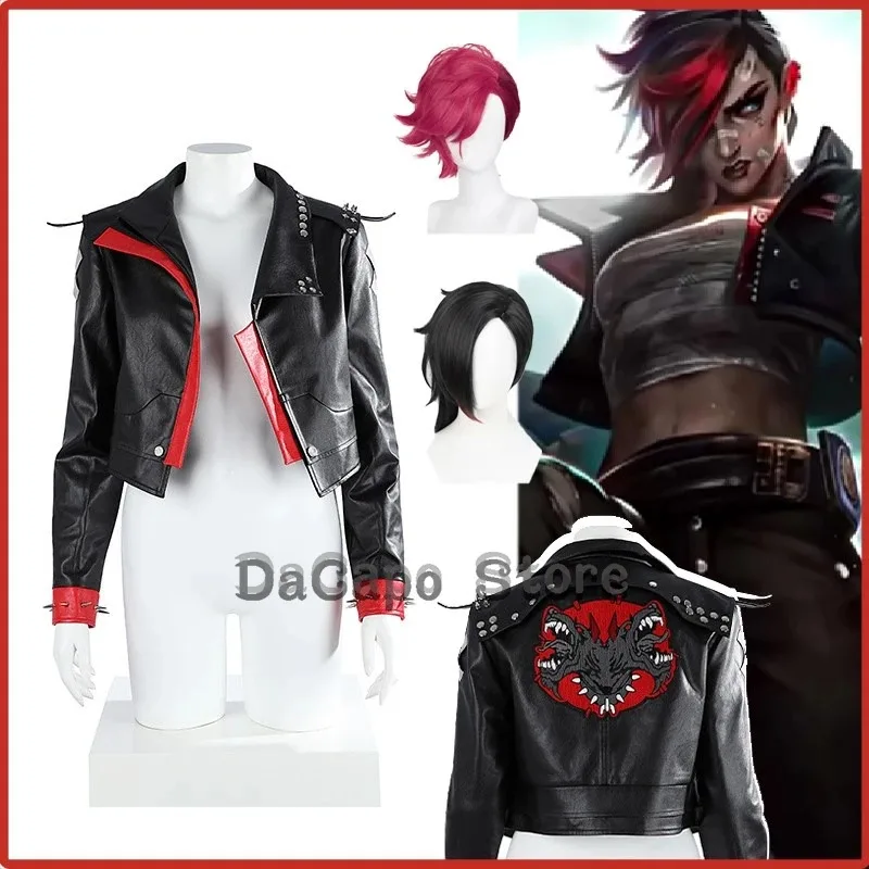 

Arcane S2 Vi Violet Tv Lol Cosplay Coat Costume Game RolePlay Women Outfit Halloween Fancy Party Comic-con Jacket Wig Roleplay