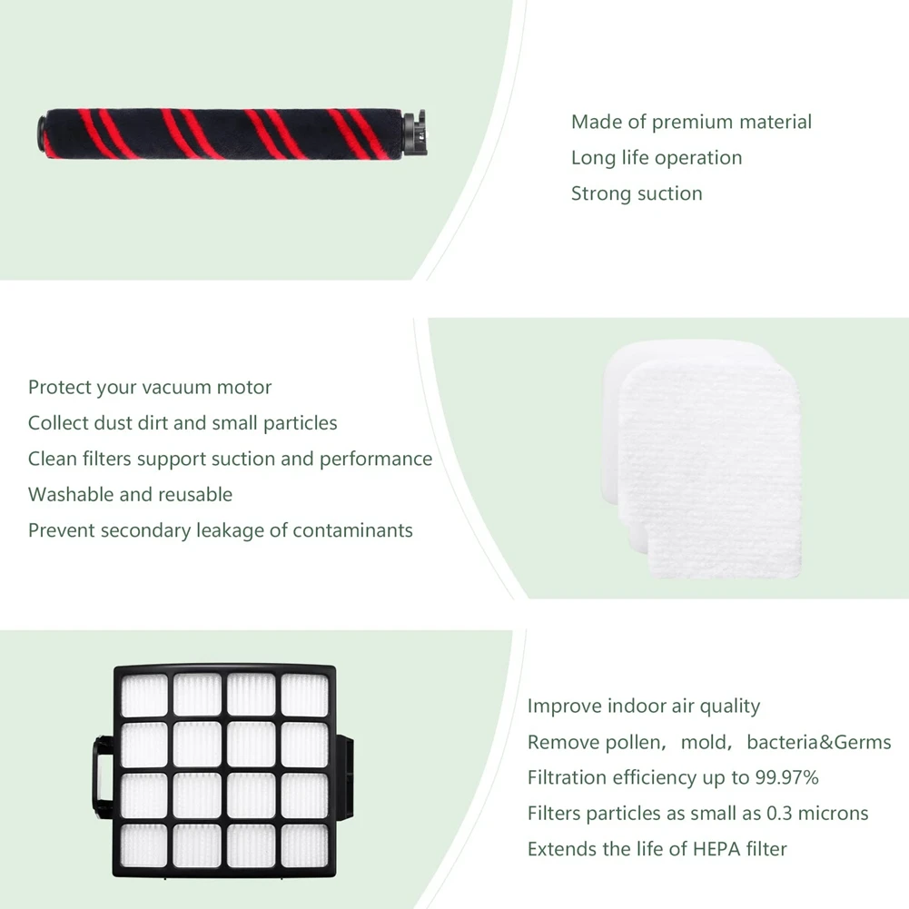 【TODAY-BUY】قطع غيار الفرشاة الرئيسية فرشاة جانبية فلتر HEPA لملحقات المكنسة الكهربائية Shark AZ3002 AZ3000 AZ3000W