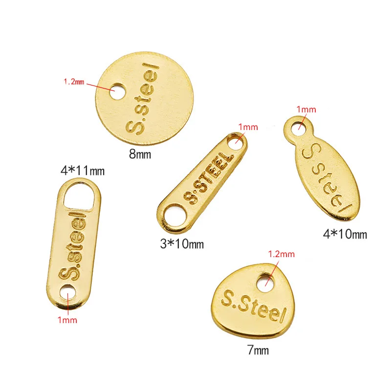 25Pcs/Pack Stainless Steel Extension Chain Tail Piece For Jewelry Making Engraved DIY Bracelet Necklace Hanging Tag Accessories