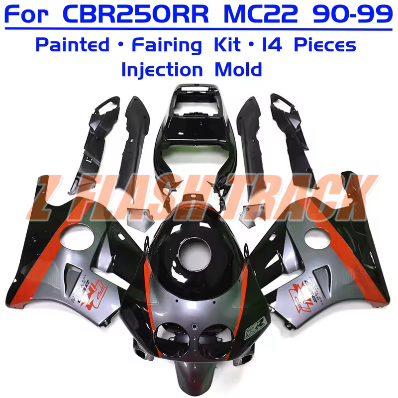 For Honda CBR250RR CBR 250RR CBR250 RR MC22 1990 1991 - 1999 Cowl Set Body Full Fairing Kit Bodywork Injection Silver Red Black