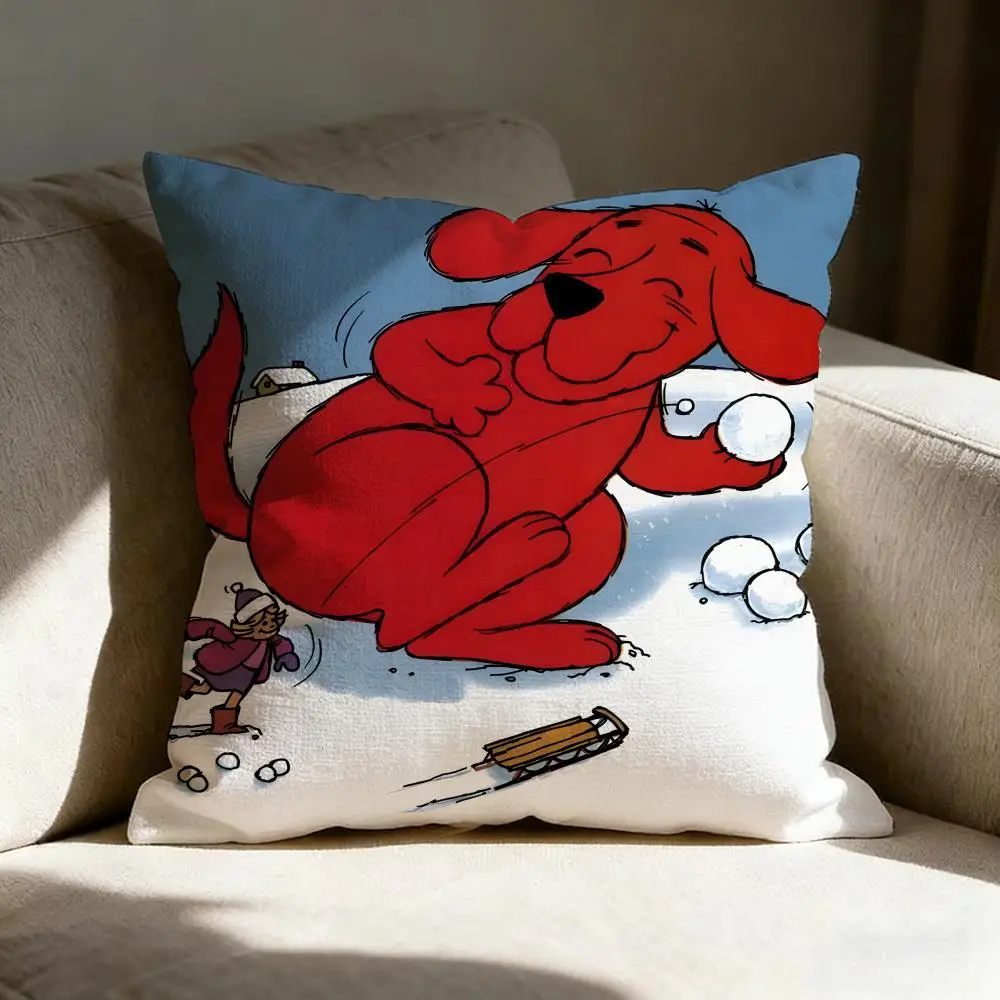 C-clifford The Big Red Dog Pillow Case Linen Pillow Covers Cover For Couch Living Room Bench Patio Floor Linen Home Decor view 4