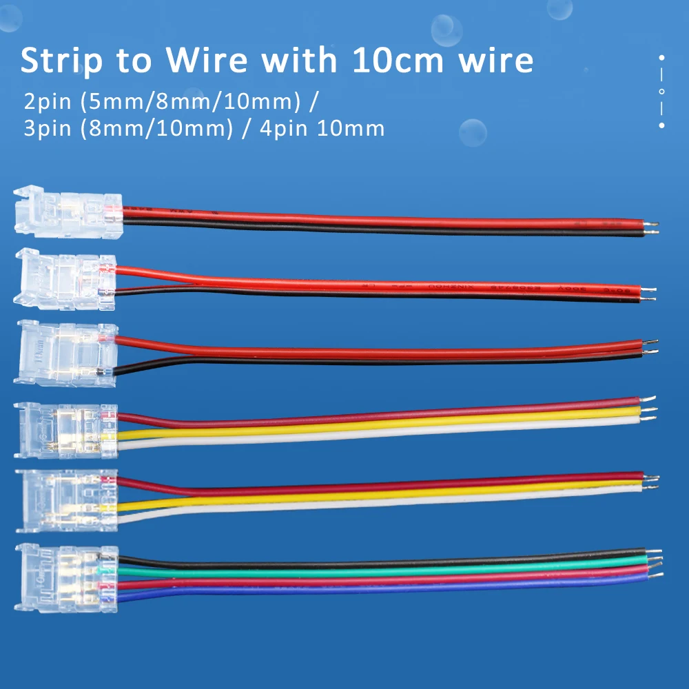 Bezlutowe złącze LED 2-pinowe 5 mm 8 mm 10 mm Strip to Strip Power Wire Jumper Connector Terminal do taśmy LED RGB CCT COB