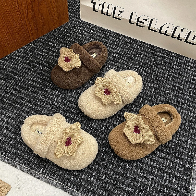 

Warm Plush Kids Slippers Winter Cute Shoes Boys Girls Children Soft Anti-slip Walking Shoes Indoor soft-soled cotton Kids Shoes
