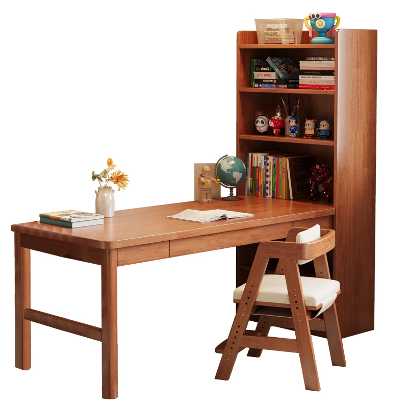 모던 스타일 원목 일체형 책장 코너 책상 & 소형 가족 학생 어린이 공부방 아파트 책장