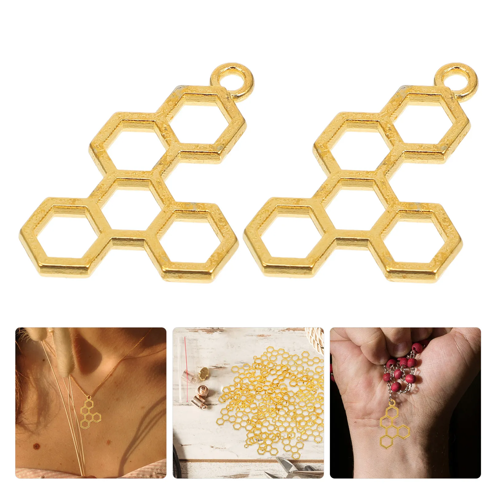 

50Pcs Hollow Honeycomb Charms Pendants Jewelry Making DIY Bracelet Necklace Earrings Accessories Honeycomb Charms Bulk