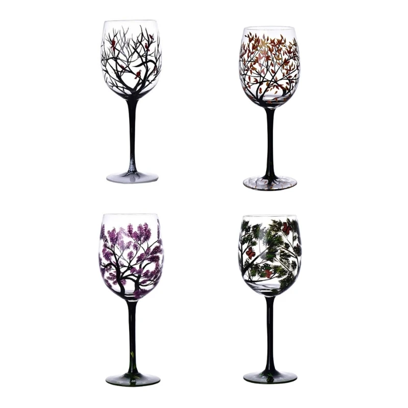 Four Seasons Tree Wine Glass Glassware Gift for Birthday, Housewarmings, Holiday Dropship