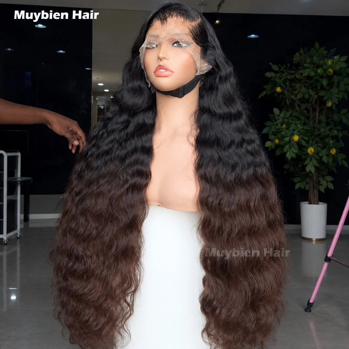 450 Density Loose Deep Wave Lace Front Drawstring Glueless Wigs Human Hair Human Hair 13x6 13x4 Ombre Brwon Ready to Wear Wigs
