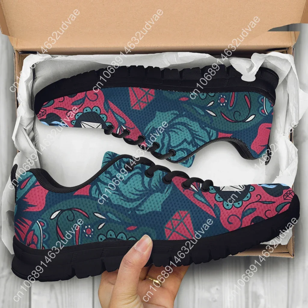 Sugar Skull Girl Fashion Sneakers Mexican Skull Comfortable Breathable Shoes For Women Floral Print Casual Shoes Hot