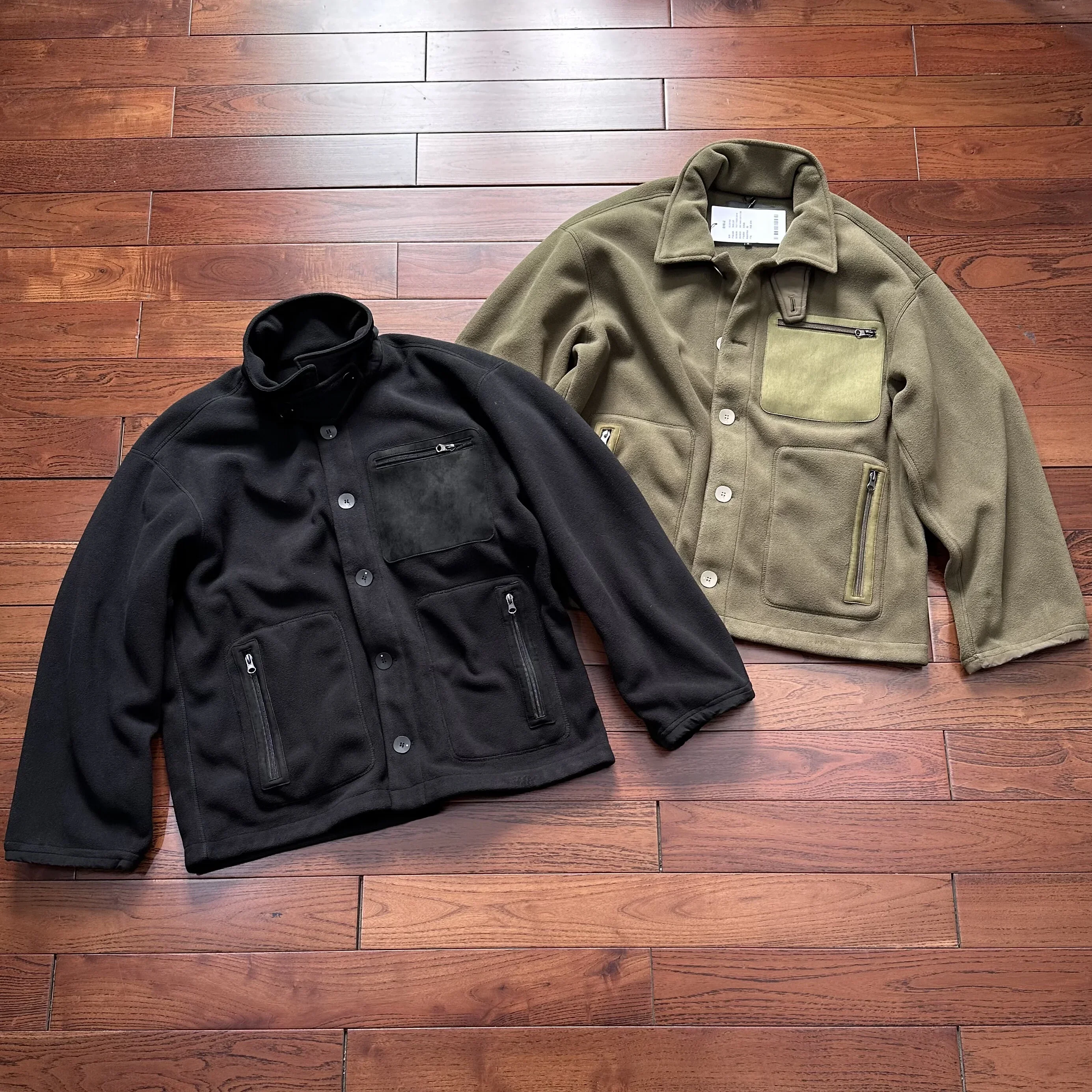 Japanese outdoor GDW retro functional warm thickened fleece stand-up collar snap jacket