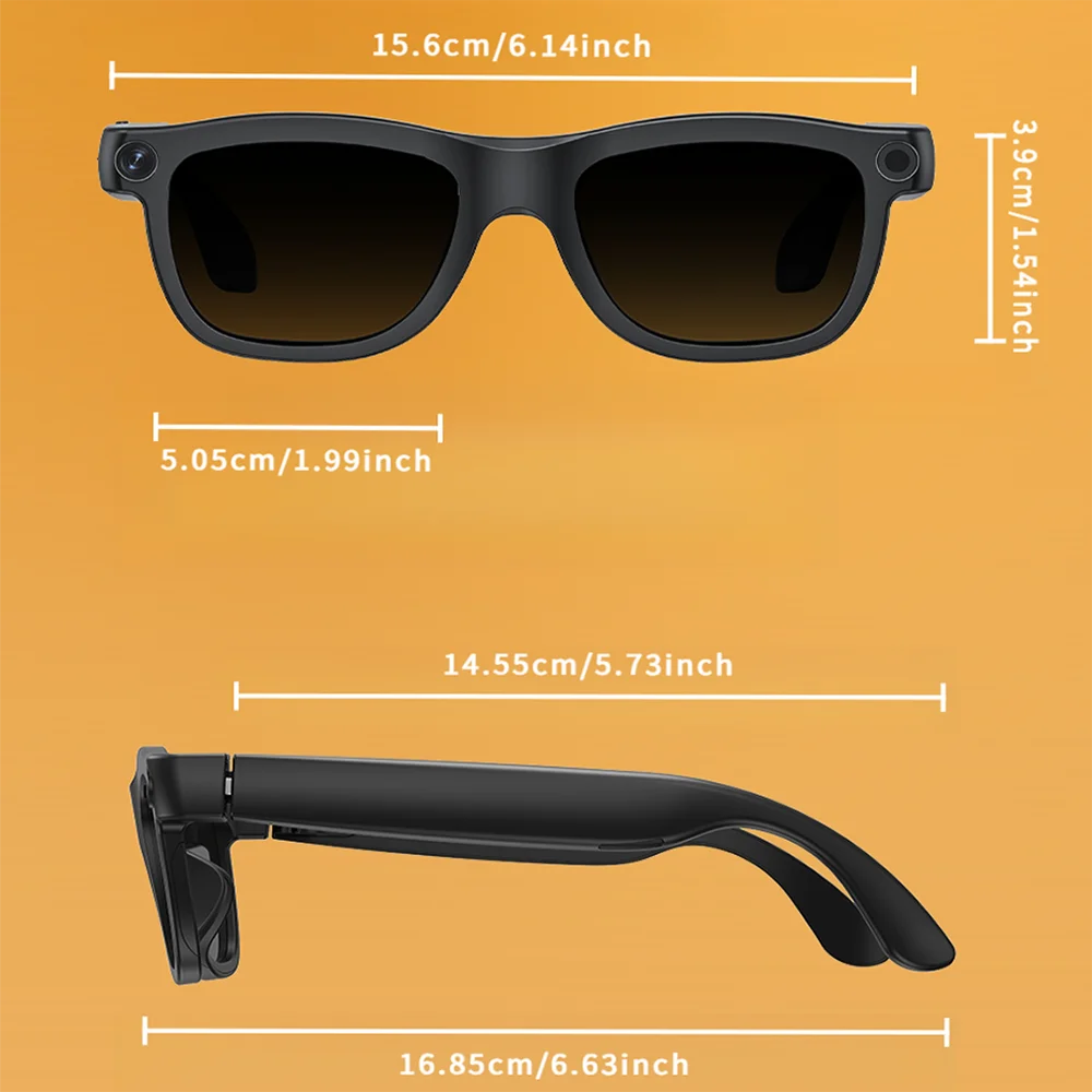 Smart Glasses 8MP Camera 1080P Video Recording Photo Shooting Call Music Player Voice AI Translation Sunglasses Men Lady Eyewear