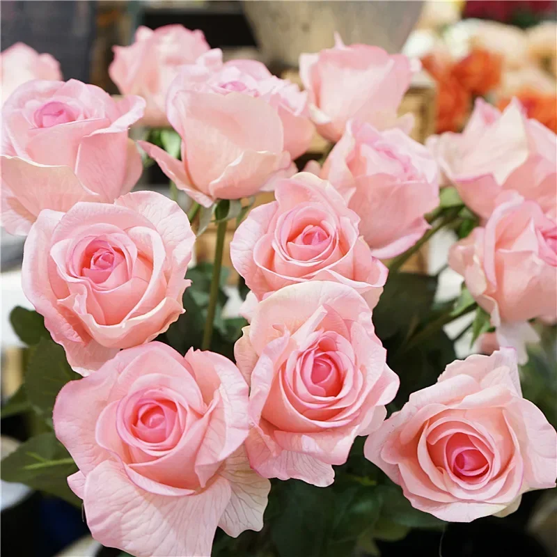 5Pcs Latex Rose Flowers Real Touch Artificial Decor Wedding Rose Bridal Bouquet Holiday Home Party Design Moist Fake Flowers