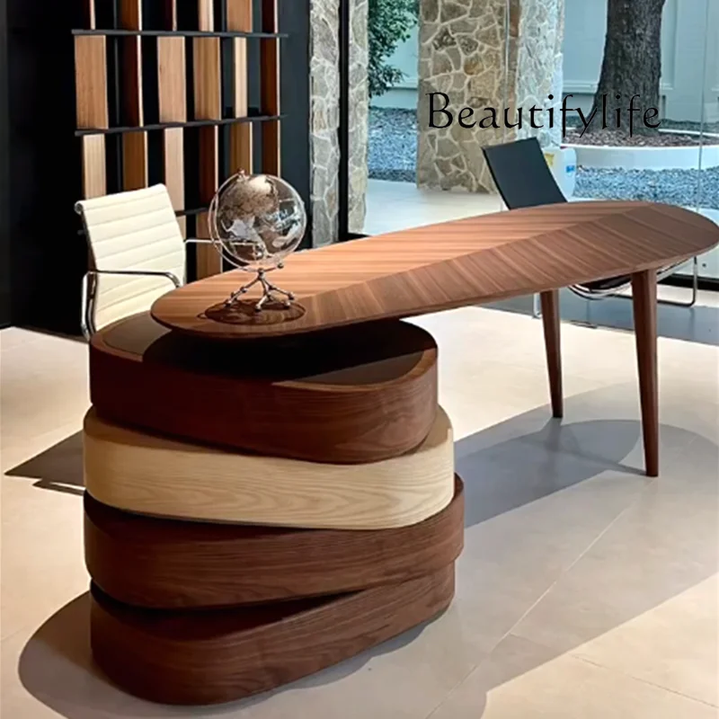 Italian Simple Walnut Desk Combination Home Modern Light Luxury Corner Desk