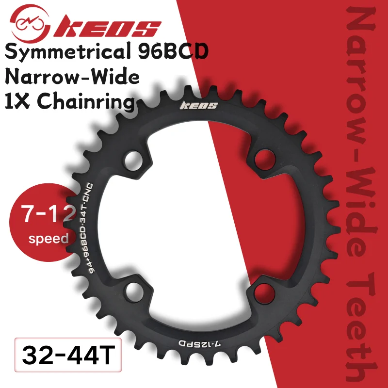 KEOS متماثل 96BCD سلسلة مفردة ضيقة واسعة 32T-44T متوافقة مع سلاسل السرعة 7/8/9/10/11/12 ومجموعة كرانسيت M4000/M3000 #1