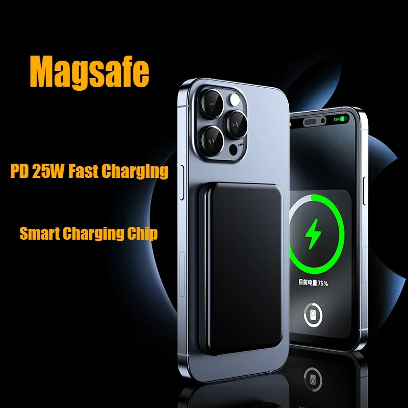 2025 PD 25W Magnetic Wireless Power Bank 50000mAh Battery Charger Cases Mafsafe Two-way Quick Charging for iPhone Samsung Xiaomi