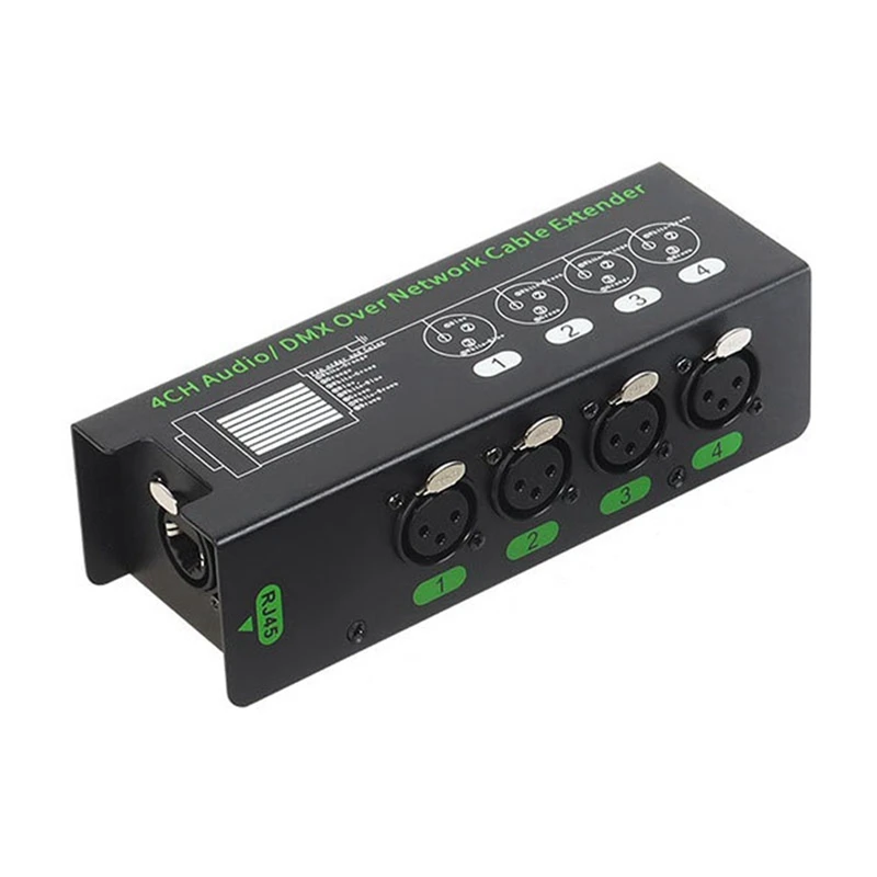 4CH 3 Pin Audio/DMX Over Network Cable Extender DMX512 Network Signal Extender XLR To RJ45 Ethernet Adapter XLR