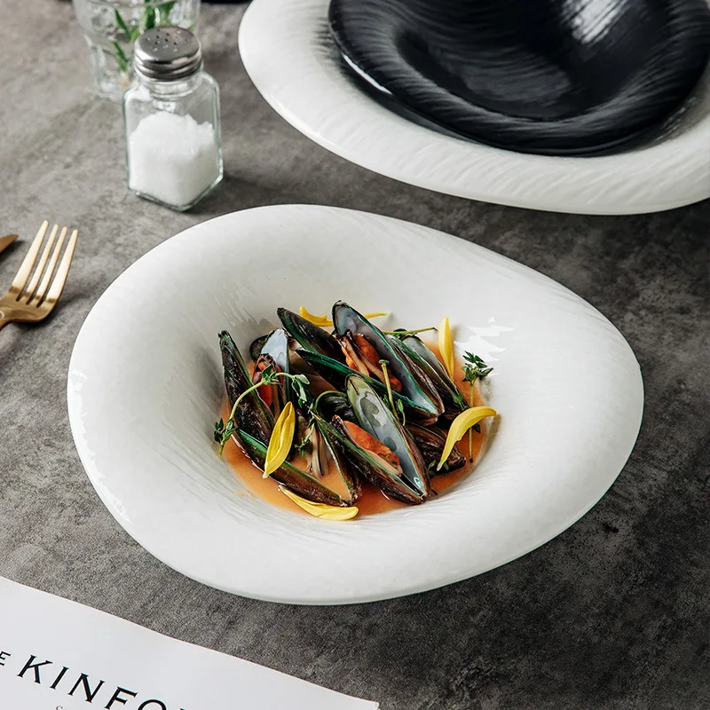 french-cuisine-special-shaped-soup-bowl-dessert-salad-bowl-white-ceramic-irregular-dish-soup-plate-restaurant-hotel-tableware