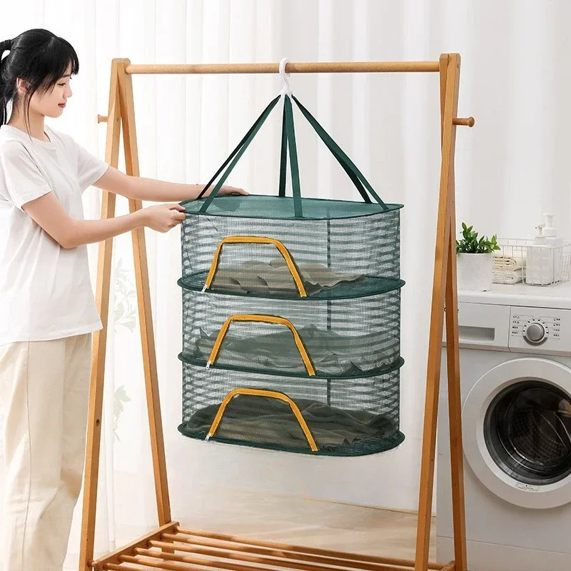 Multifunctional Portable Foldable Muti-layer Hanging Drying Net for Dry Goods Vegetable Fruit Herbs Clothing Non-toxic Polyester