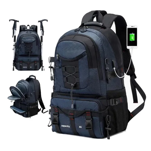 Imagen 2 del producto Mochila de viaje 40L impermeable ligera senderismo al aire libre, mochila de camping para hombres y mujeres