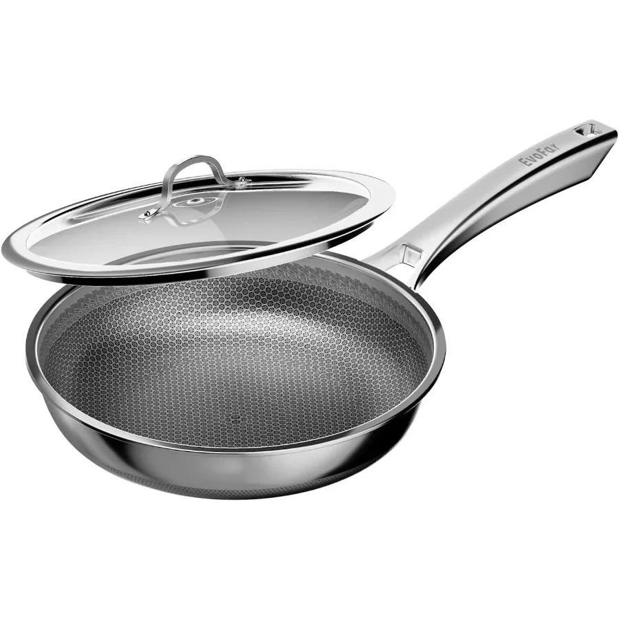 

12 Inch Hybrid Nonstick Frying Pan for Home Cooking and Professional Use Stainless Steel Construction with PFOAFree NonStick Su
