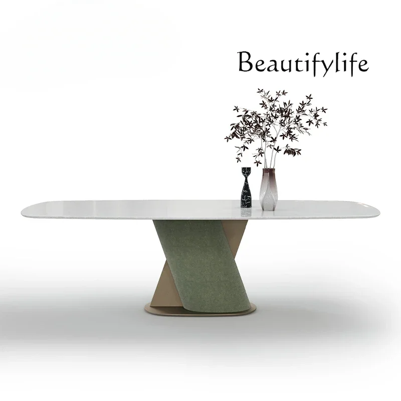 NEW V /Italian Light Luxury Natural Marble Dining Table/Modern High-end High-end Rectangular Luxury Stone Dining Table