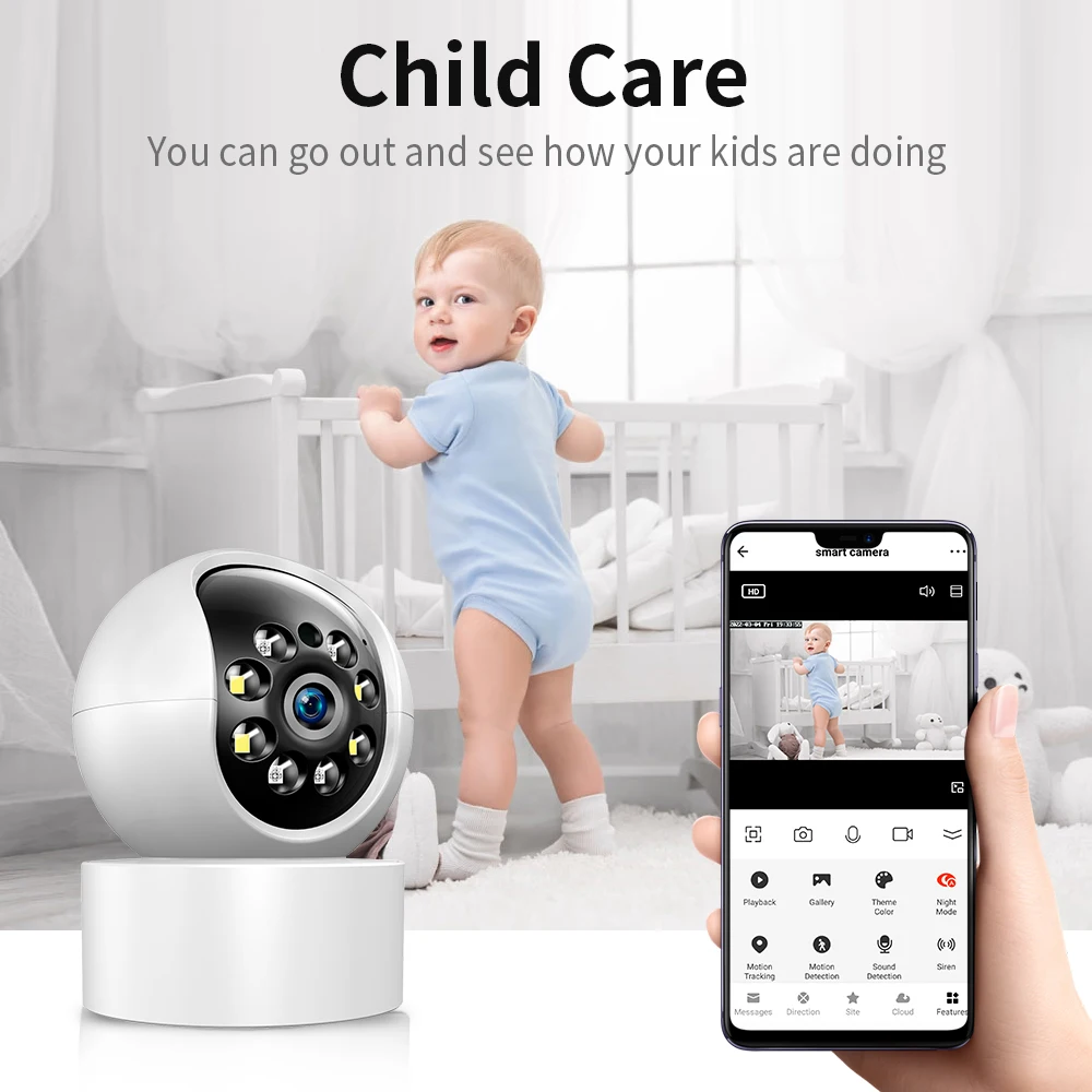 HIVA Wifi IP Camera 1080P Smart Surveillance Camera Security Indoor Infrared Night Vision Baby Monitor Auto Tracking Camera