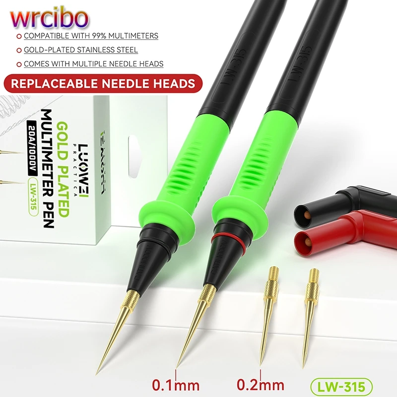Multímetro Voltímetro Test Lead Probe Cabo de Fio Cat Iii 1000v 20a Super Pointed Agulha Substituível Luowei-lw315